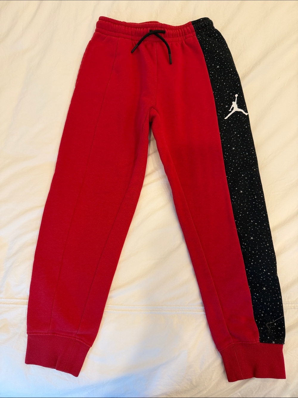 Jordan Red Kids sweatpants Joggers with Black Speckle Side Panel